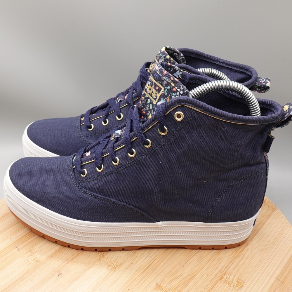 Keds Shoes Womens 8.5 Blue X Rifle Platform Mid Bramble Marine Floral WF68049